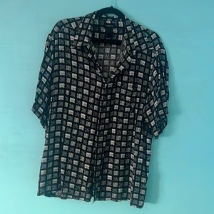 Gender Neutral Black and Grey Button Up Top